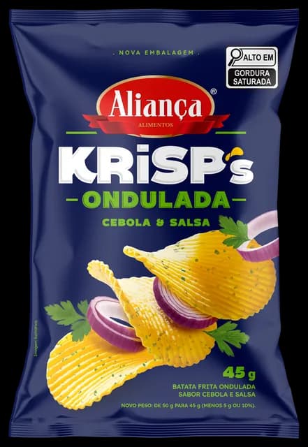 Embalagem Batata Ondulada Krisp's Cebola e Salsa 45g