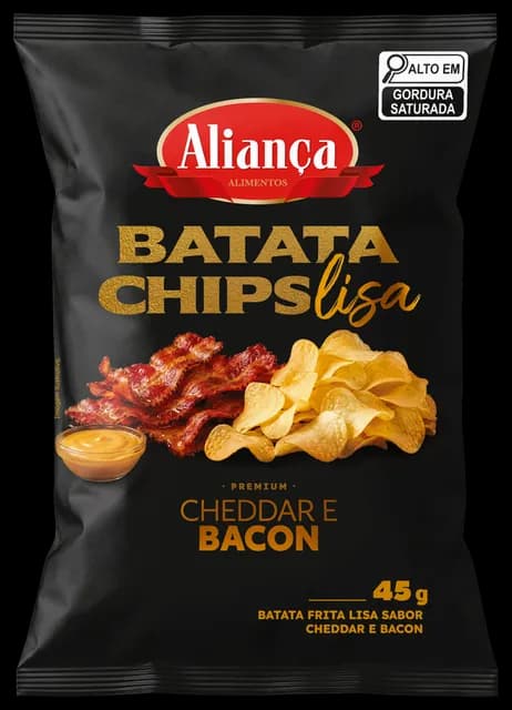 Embalagem Batata Chips Lisa Cheddar e Bacon 45g