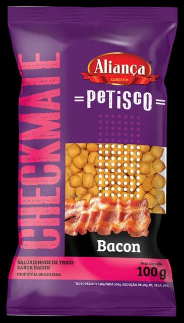 Embalagem Checkmate Petisco Bacon 100g